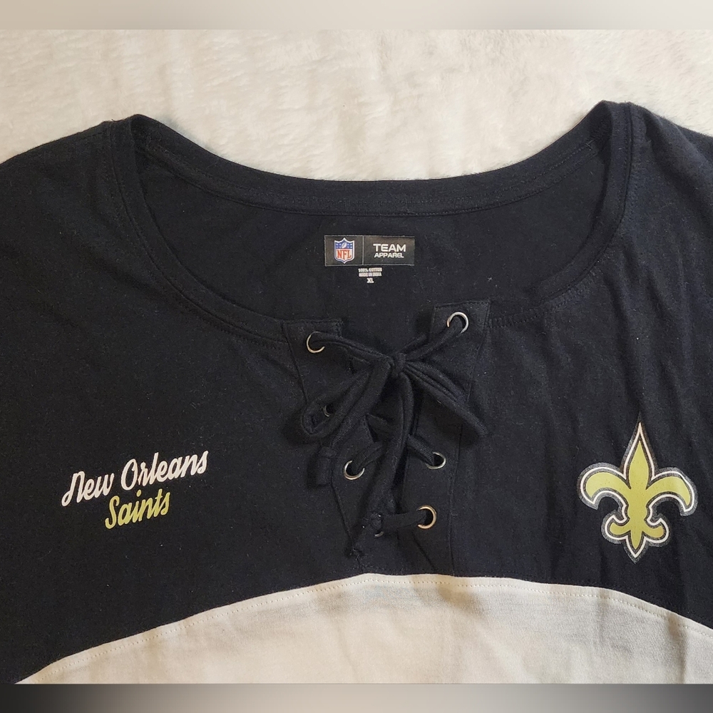 NFL New Orleans Saints Long Sleeved Lace‎ Up Tunic, XL, EUC